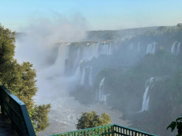A view of a waterfall from a bridge